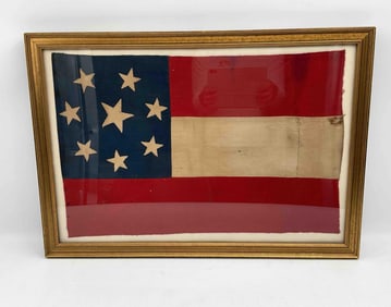 EXTREMELY RARE 8 Star Antique Civil War Confederate Flag