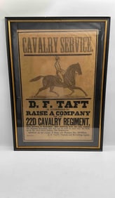 Vintage Civil War Cavalry Recruitment Broadside – 22nd Cavalry Regiment