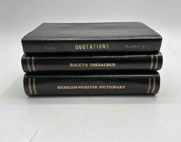 Leather-Bound Reference Book Trio – Thesaurus, Quotations, Dictionary