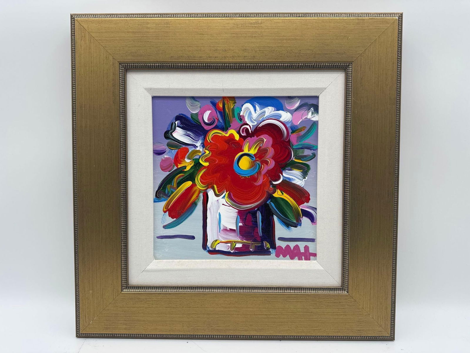 "Vase of Flowers" by Peter Max (German/American, b.1937) Acrylic on Canvas with Appraisal (1 of 4)