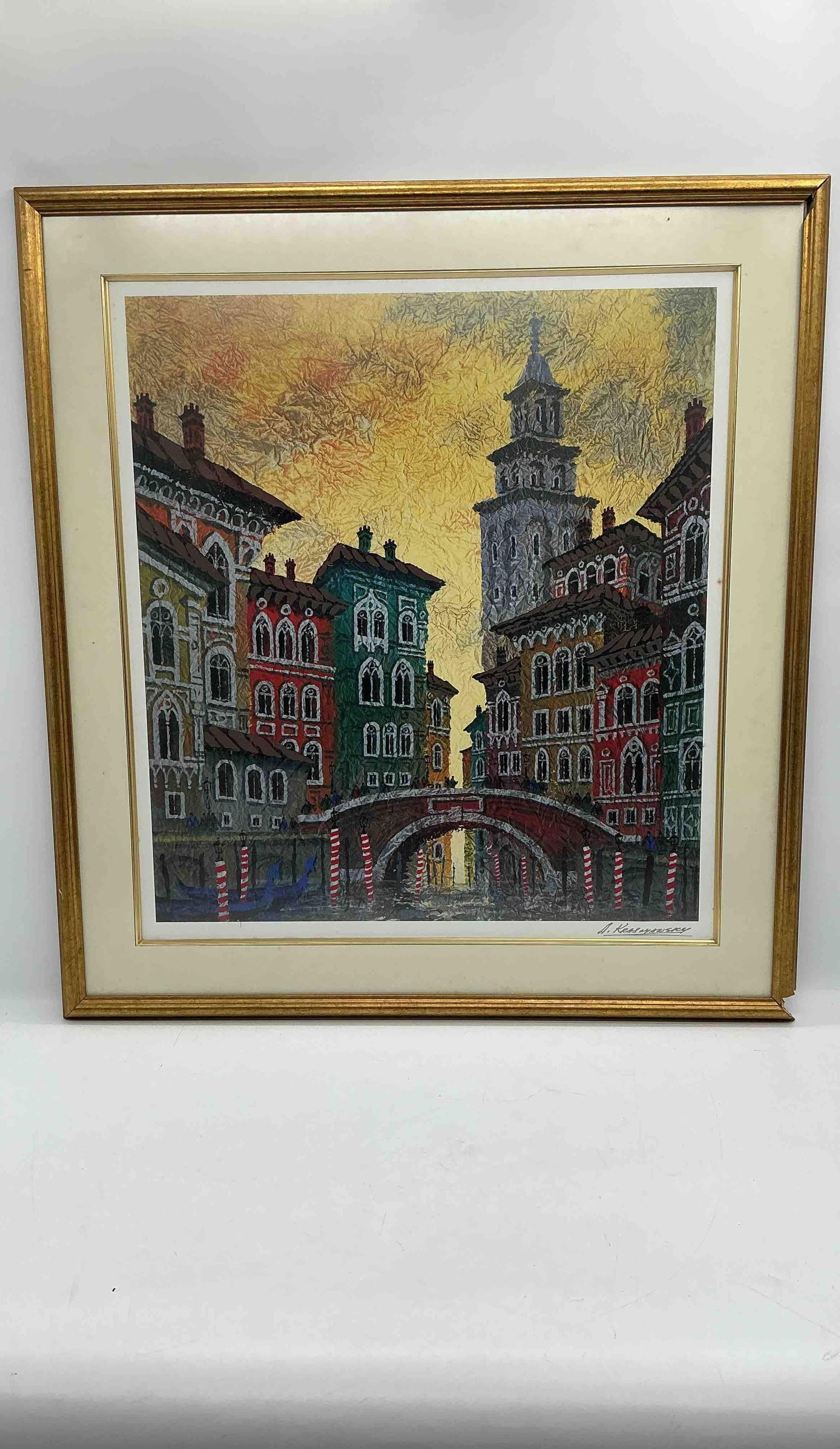 "Venice Yellow Sunset" by Anatole Krasnyansky (Ukraine, 1930-2023) Seriolithograph with C.O.A. (1 of 3)