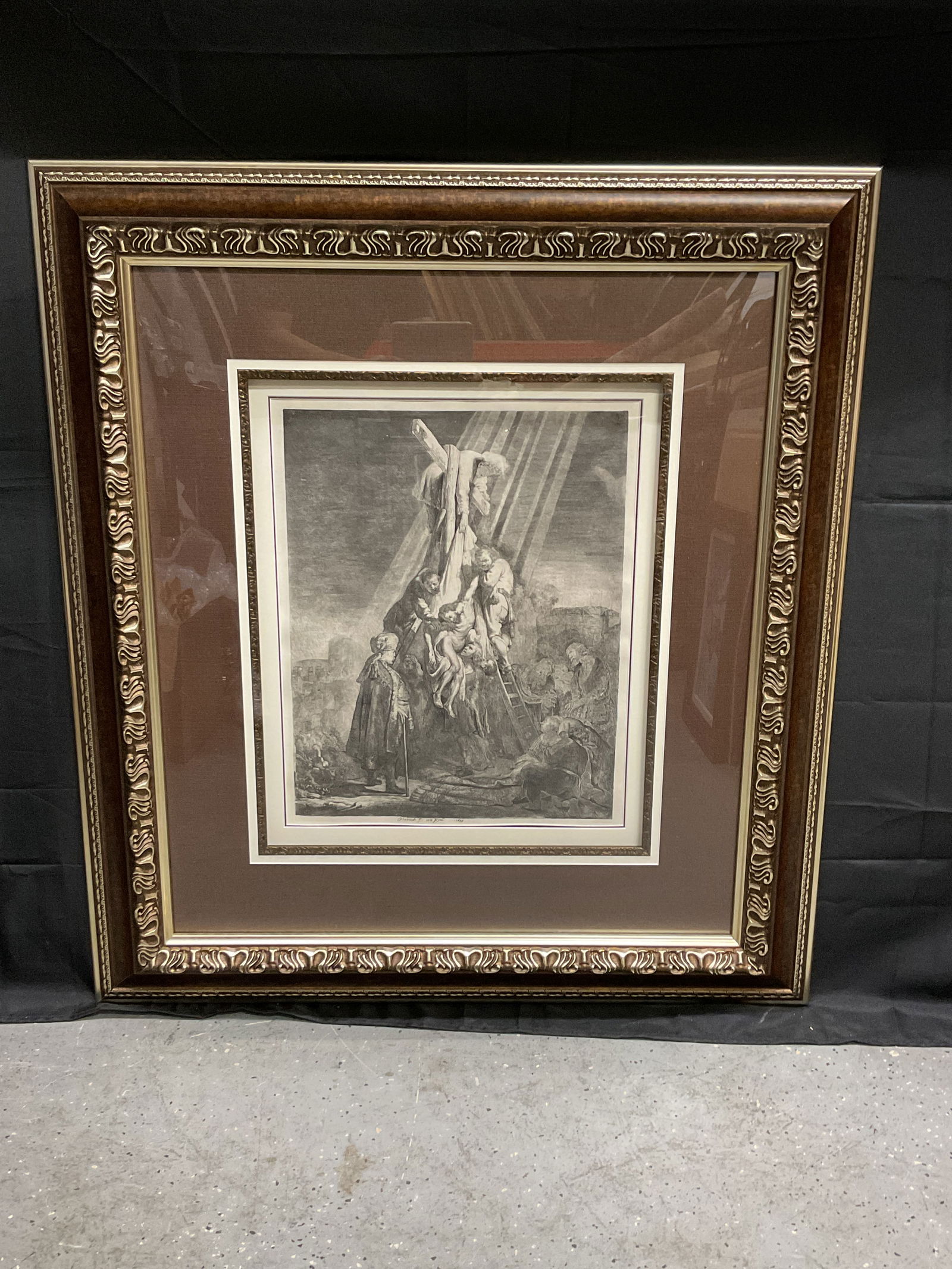 "Descent from the cross" 2nd Plate Rembrandt etching w/ COA (1 of 5)