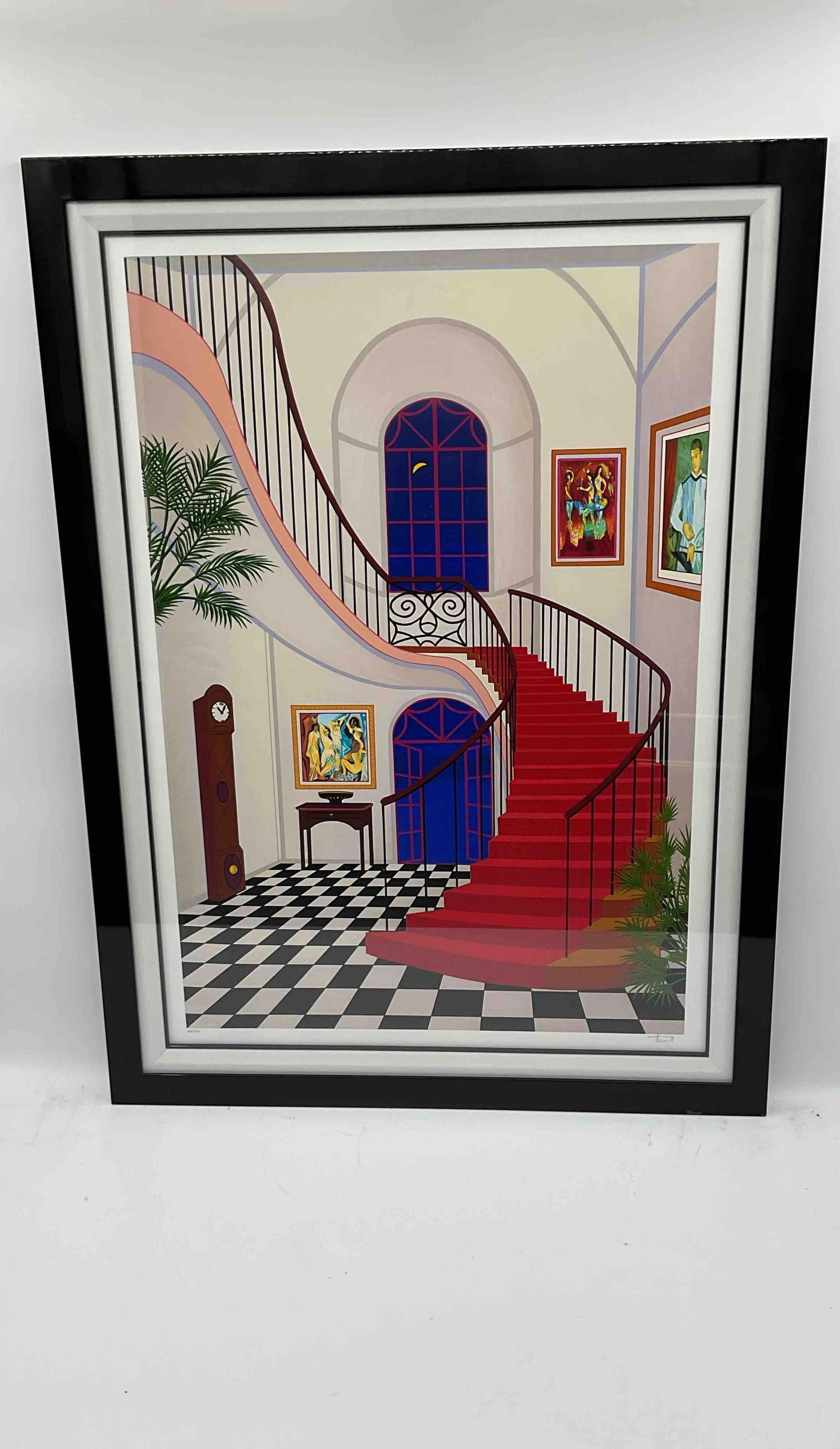Interior with Red Staircase by Fanch Ledan (France, b.1949) Serigraph (1 of 4)
