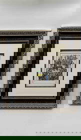 "The worship of the golden calf" by Marc Chagall (Belarus, 1887-1985) Etching: Intricate bullfighting composition by Marc Chagall, featuring a lively crowd and dynamic central figures, accented with hand-applied color in yellow, green, blue, and red. Signed in pencil by the arti