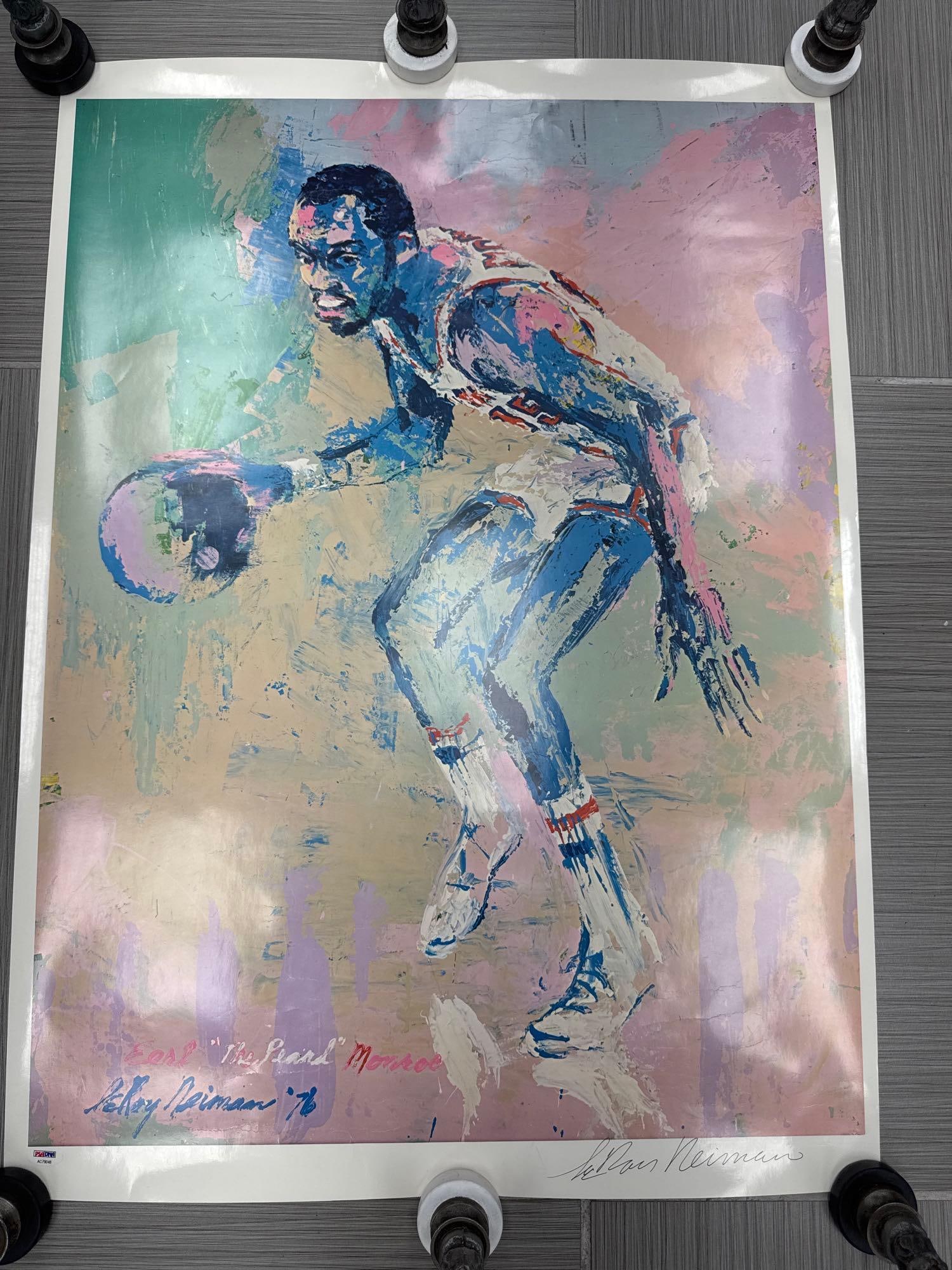 "Earl The Pearl Monroe" By Leroy Neiman(American, 1921-2012) Serigraph: Vibrant serigraph by Leroy Neiman, depicting legendary NBA star Earl “The Pearl” Monroe in his New York Knicks uniform. Executed in Neiman’s signature energetic style, with bold colo