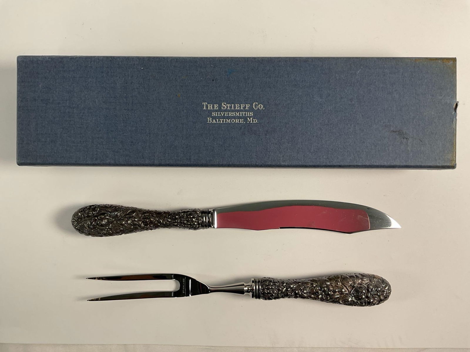 Vintage The Stieff Co Silversmiths Cheese Knife &  Fork Set (1 of 4)