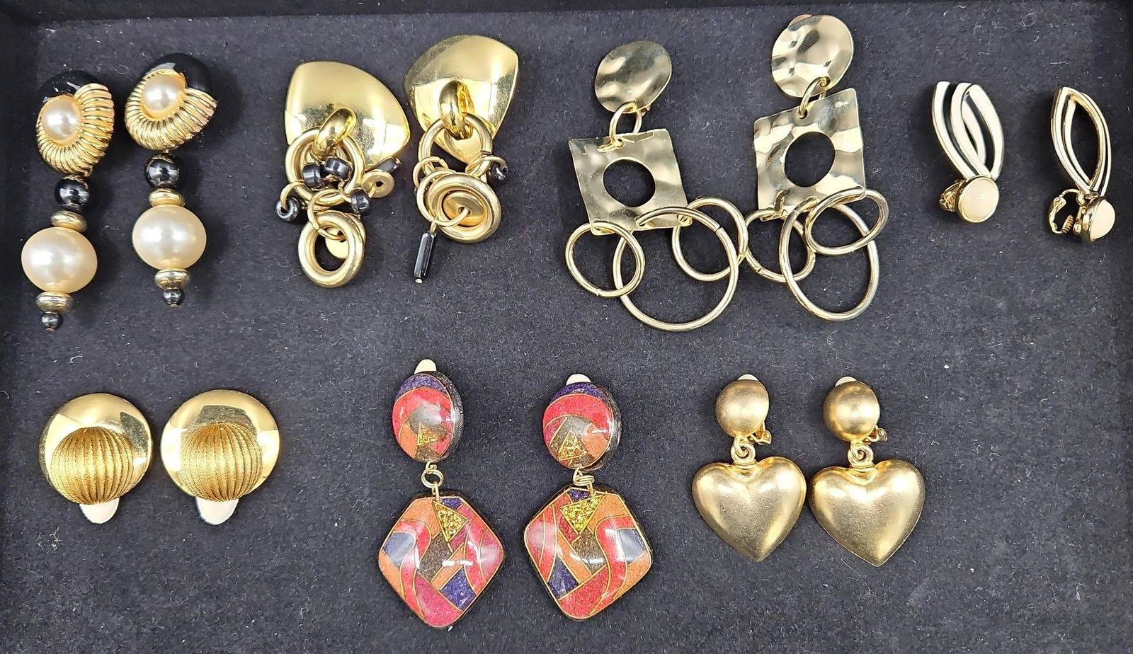 Assorted Vintage Clip-On Earrings – 7 Pairs in Gold and Mixed Tones (1 of 4)