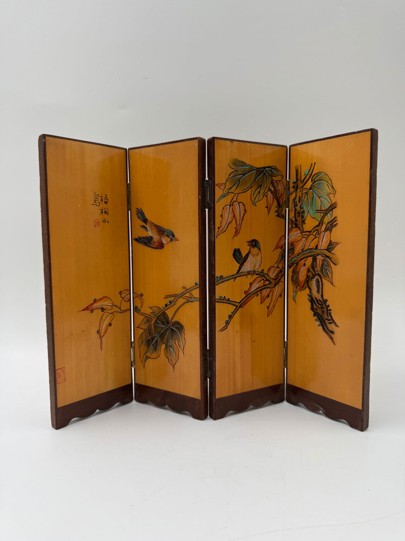 Small Asian Painted Screen with Birds (1 of 2)