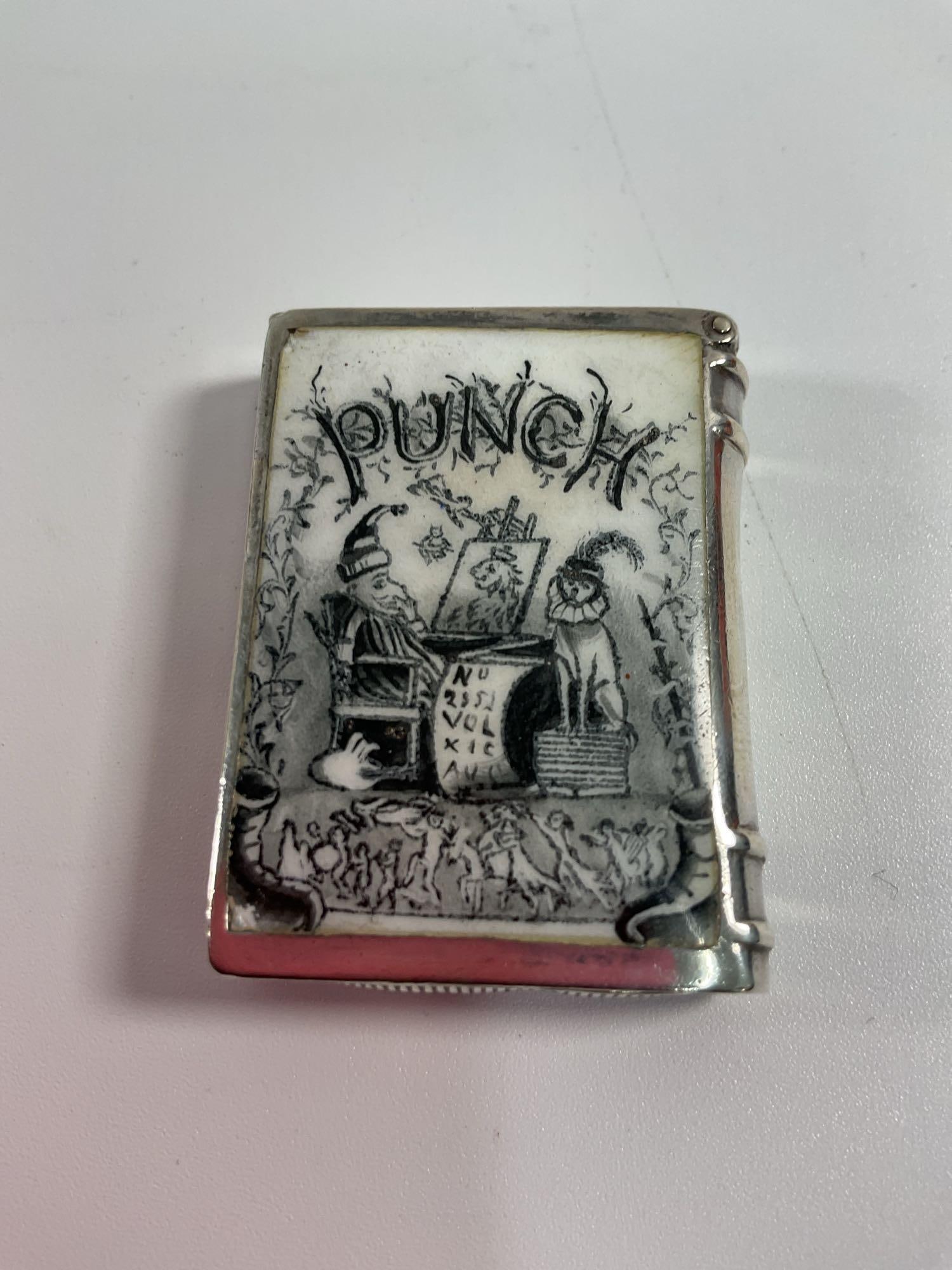 VERY Rare Antique Db Dickenson, Bath 1886, Silver Enameled "Punch" Vesta Case (Match Safe Env 47) (1 of 3)