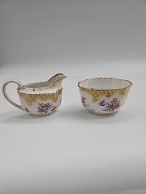 Staffordshire Floral Creamer and Sugar Bowl Set