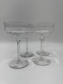 Set of 4 Cut Crystal Champagne Coupes