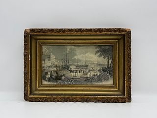 Framed Harbor Scene Print