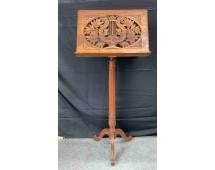 Carved Wooden Sheet Music Stand with Lyre Motif