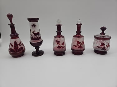 Bohemian Ruby Cut to Clear Glass Collection
