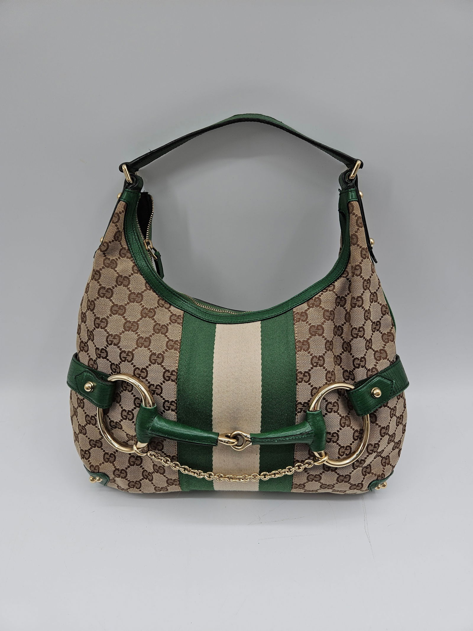Gucci GG Canvas Hobo Bag with Green Stripe (1 of 8)