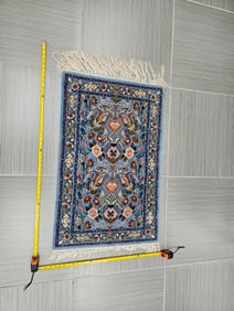 Miniature Persian Silk Rug with Floral Motifs