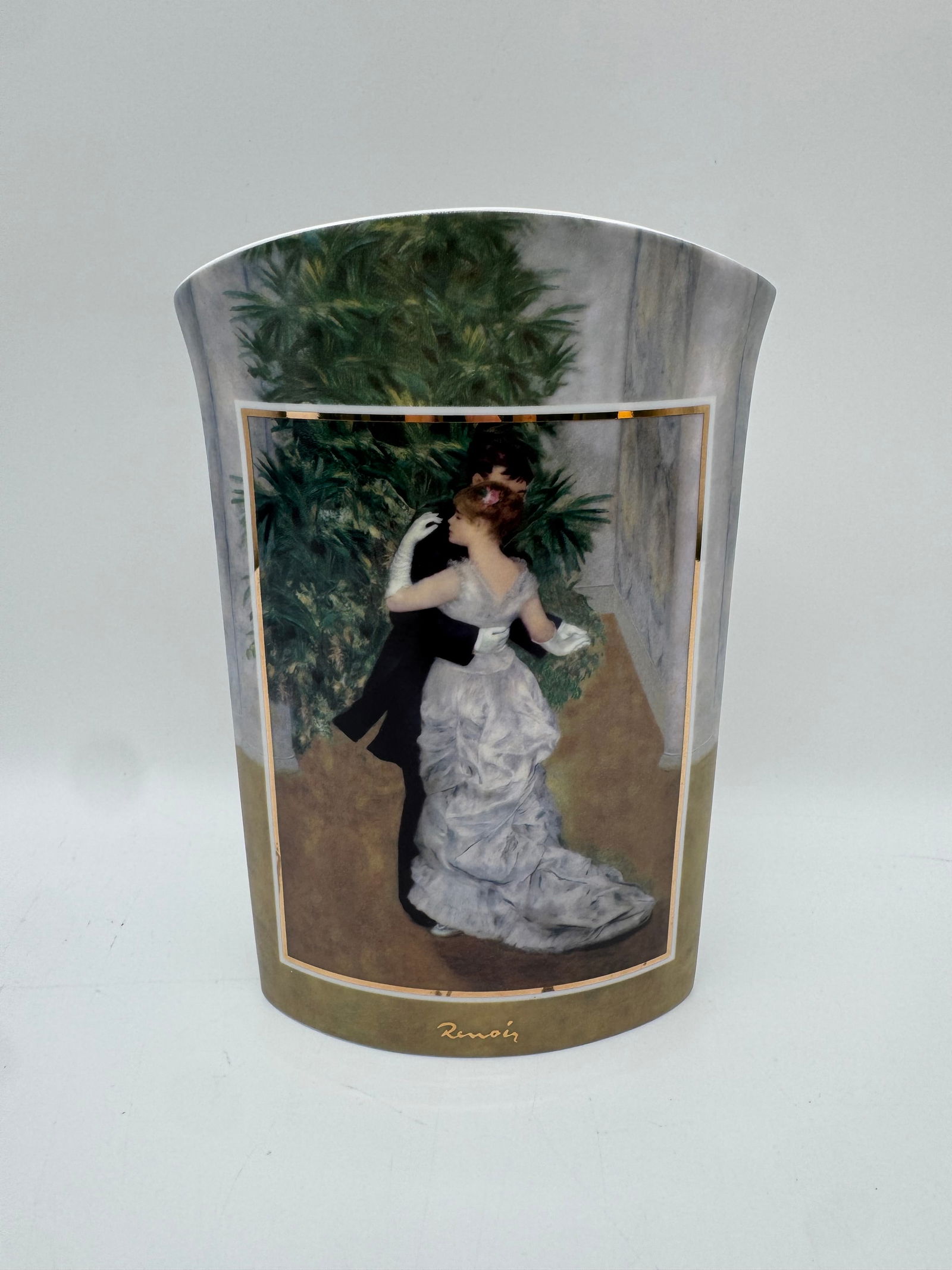 Goebel Artis Orbis A. Renoir Porcelain Vase: Goebel Artis Orbis porcelain vase featuring a Renoir image. Marked on the underside. Measures approximately 20 x 6 inches.