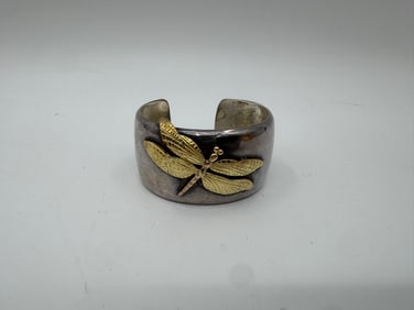 Tiffany & Co. Sterling Silver & 14K Gold Dragonfly Cuff Bracelet