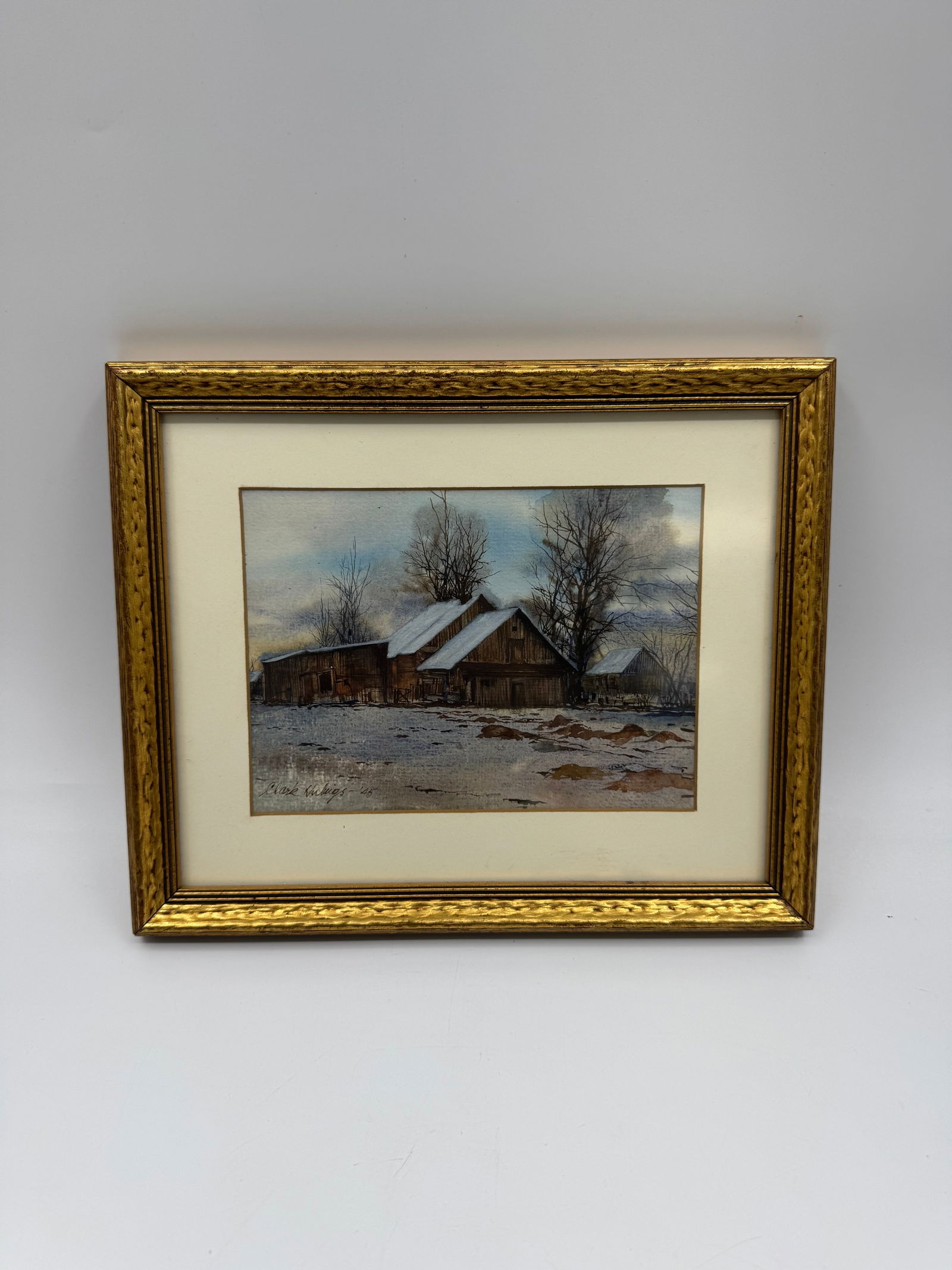 Framed Winter Landscape Painting, Signed Clark Hulings (1 of 3)