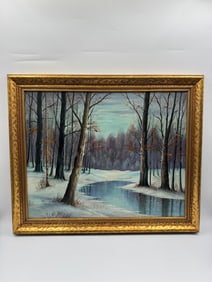 John F. Carlson Winter Landscape Oil Painting