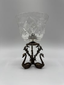 Crystal Bowl with Swan Base