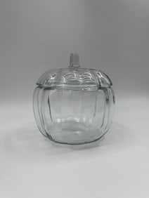 Clear Glass Pumpkin Shaped Jar with Lid