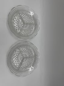 Pair of Vintage Clear Glass Divided Serving Dishes