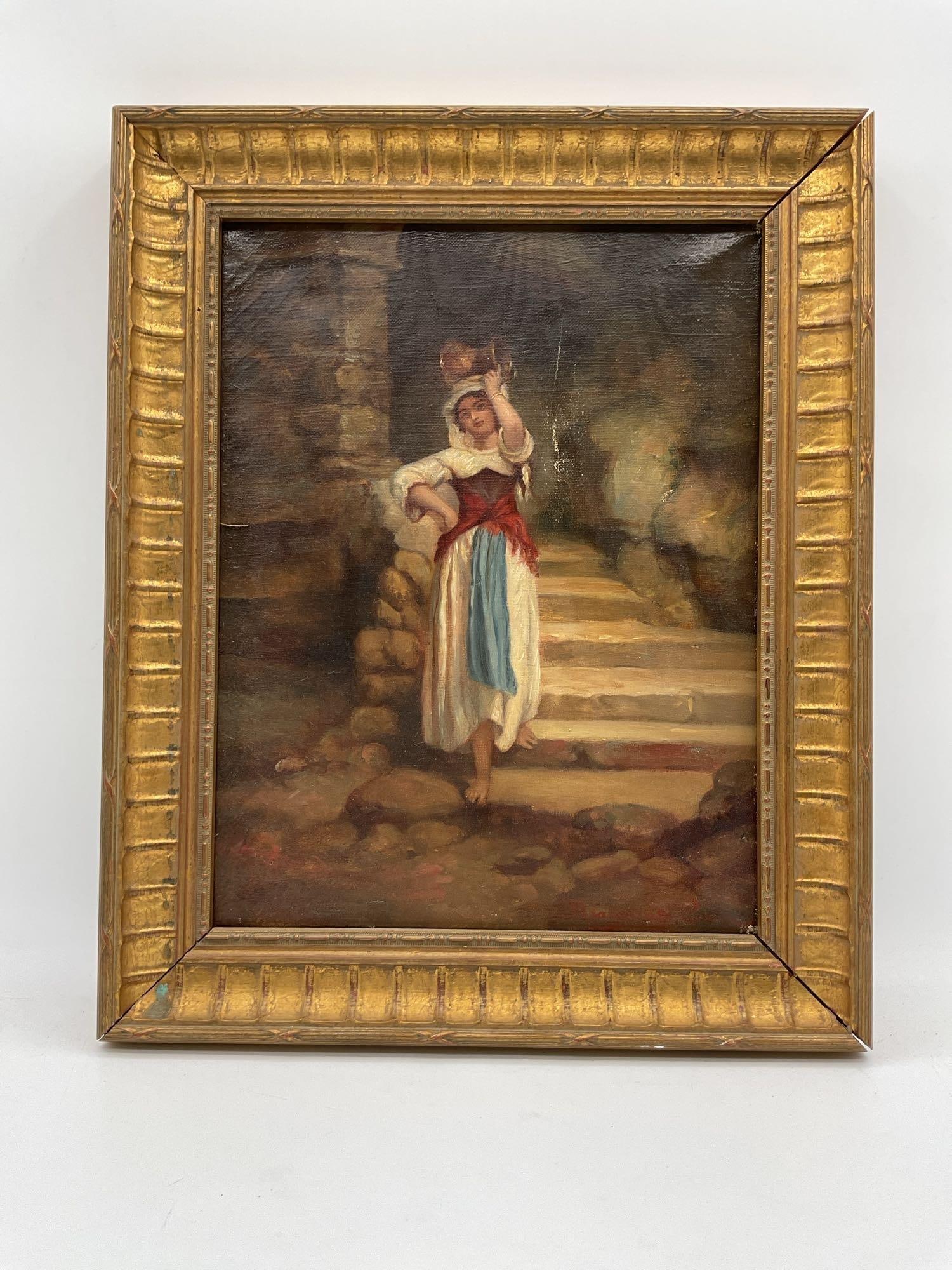 Oil Painting of Woman with Jar, Signed (1 of 3)