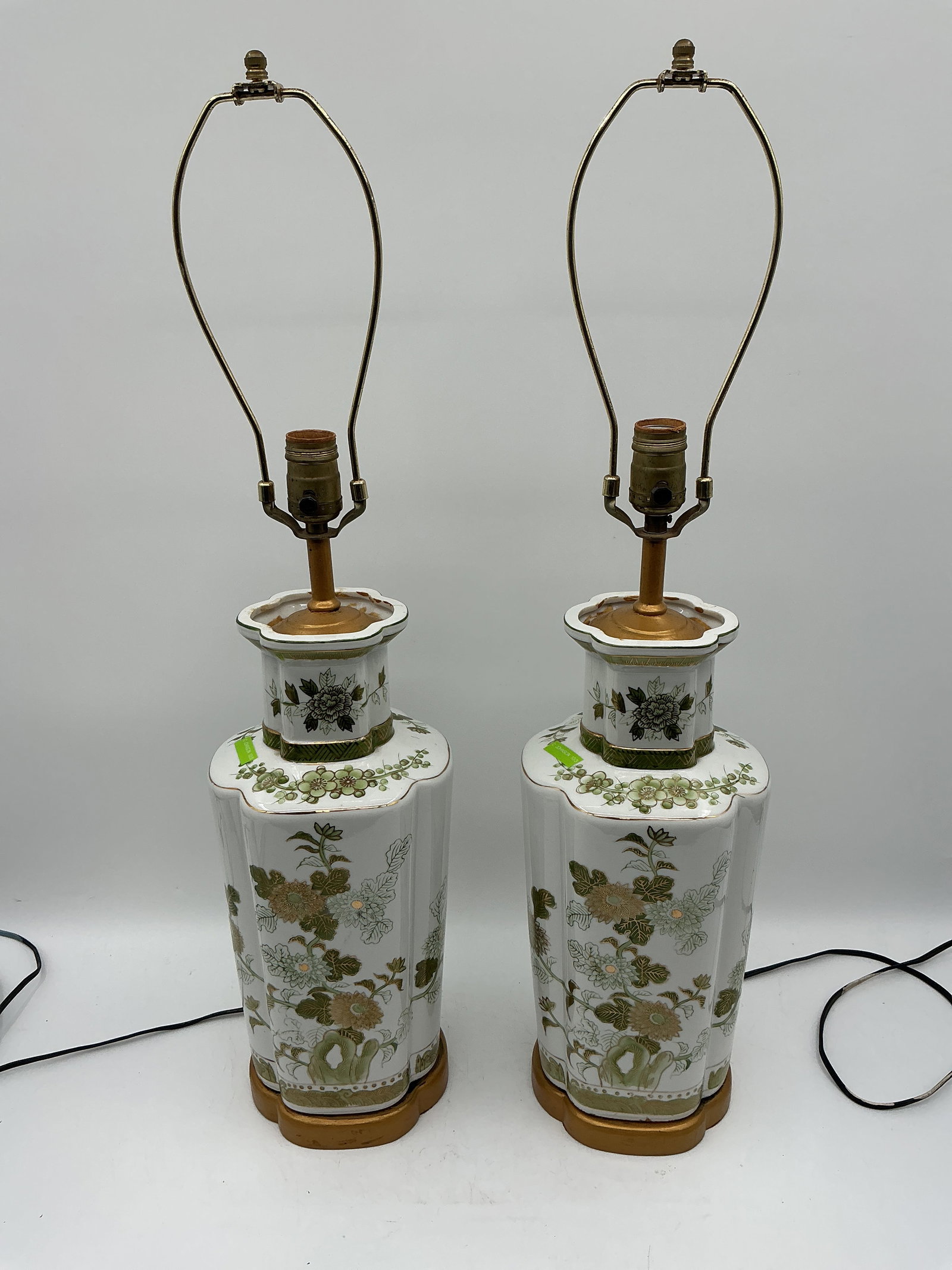 Pair of Hand-Painted Asian Porcelain Lamps (1 of 4)