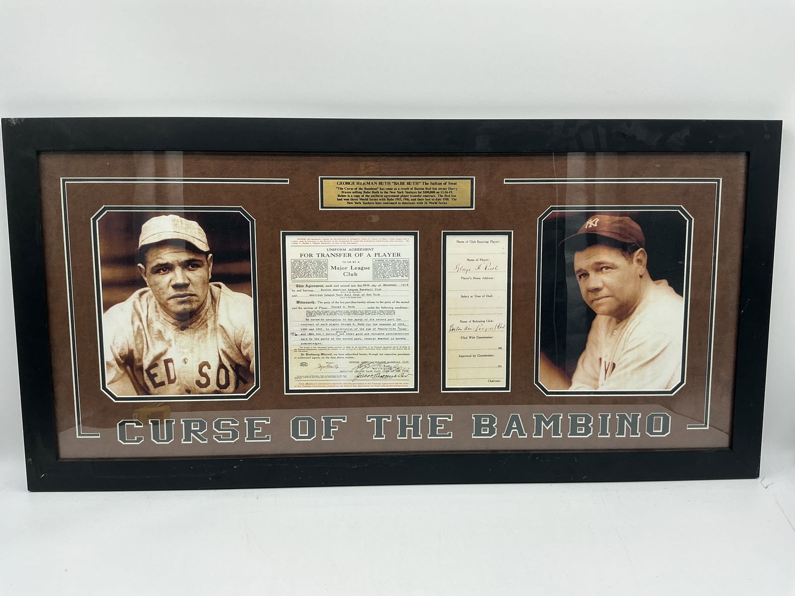 Babe Ruth "Curse of the Bambino" Transfer Agreement (1 of 4)