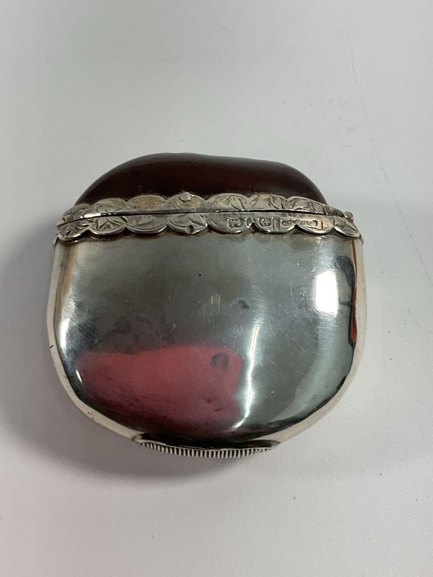 Antique Birmingham Walnut & Sterling Silver Oval Vesta Case (Match Safe env 50) (1 of 3)