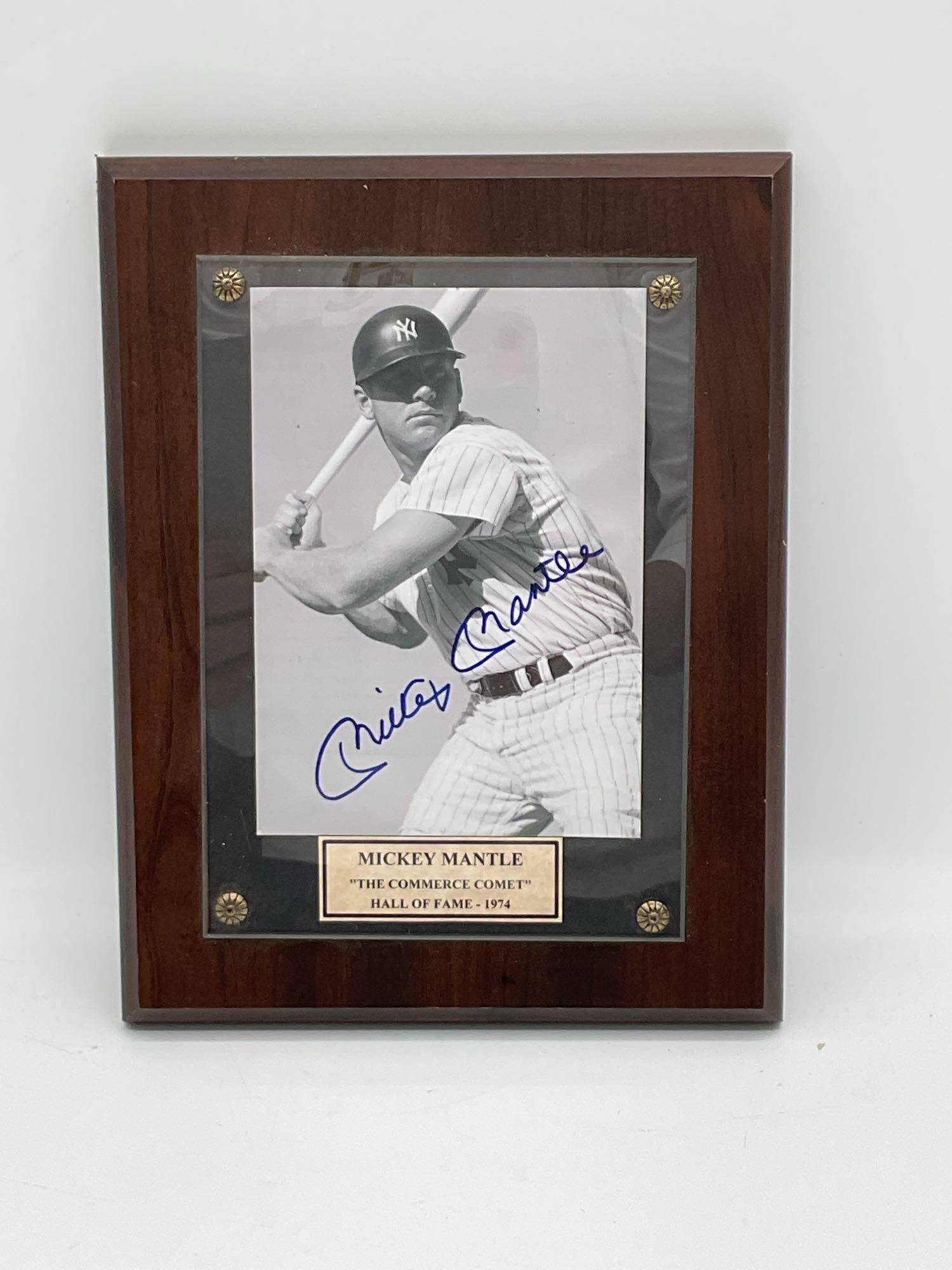Mickey Mantle Signed Black & White Photo Plaque (1 of 3)