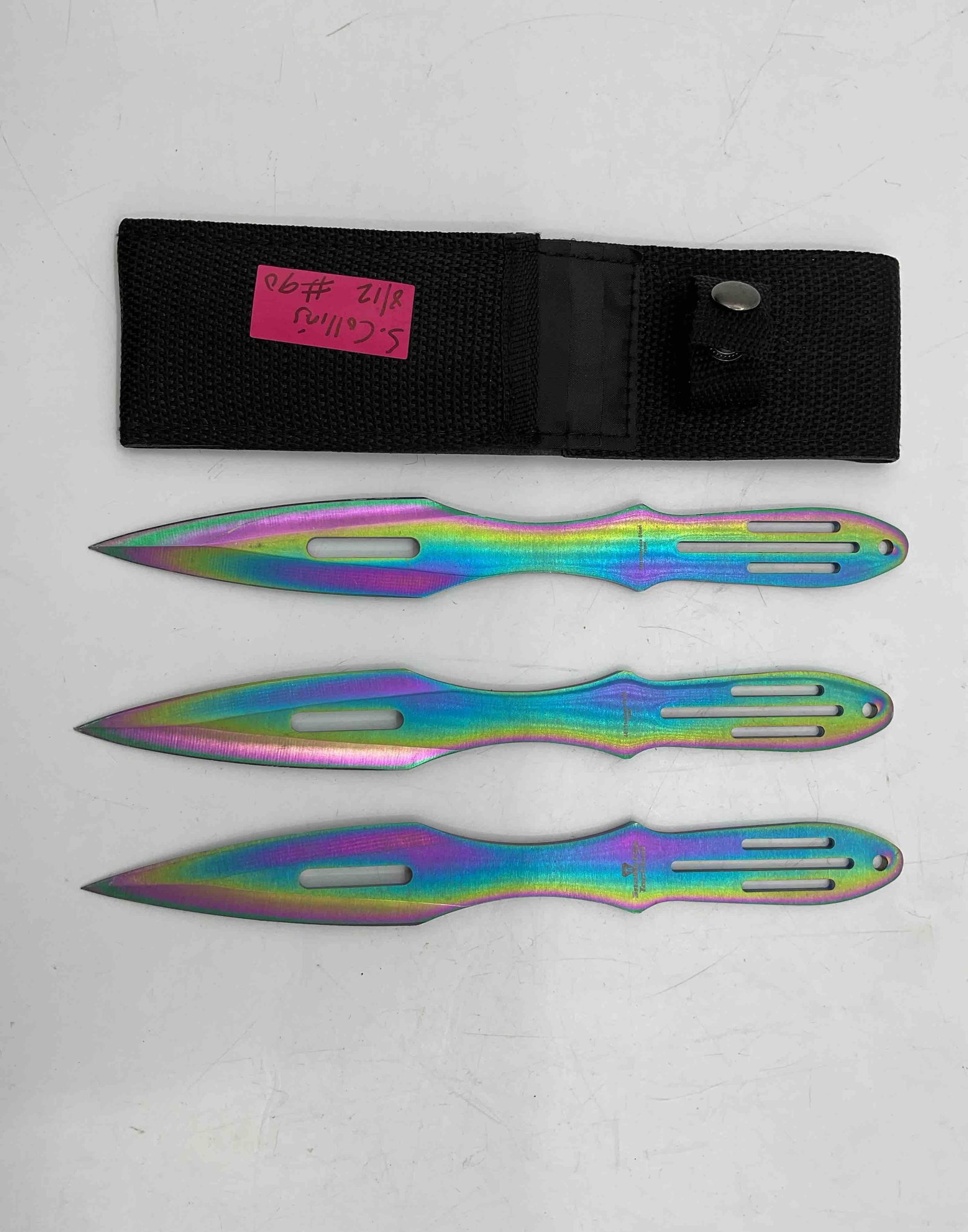Snake Eye Tactical Rainbow Finish Throwing Knives with Sheath (1 of 2)