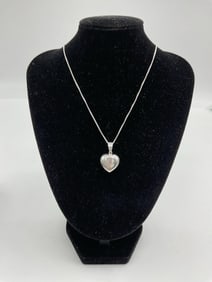 Sterling Silver 925 Heart Pendant & Earrings Set – 7.4g