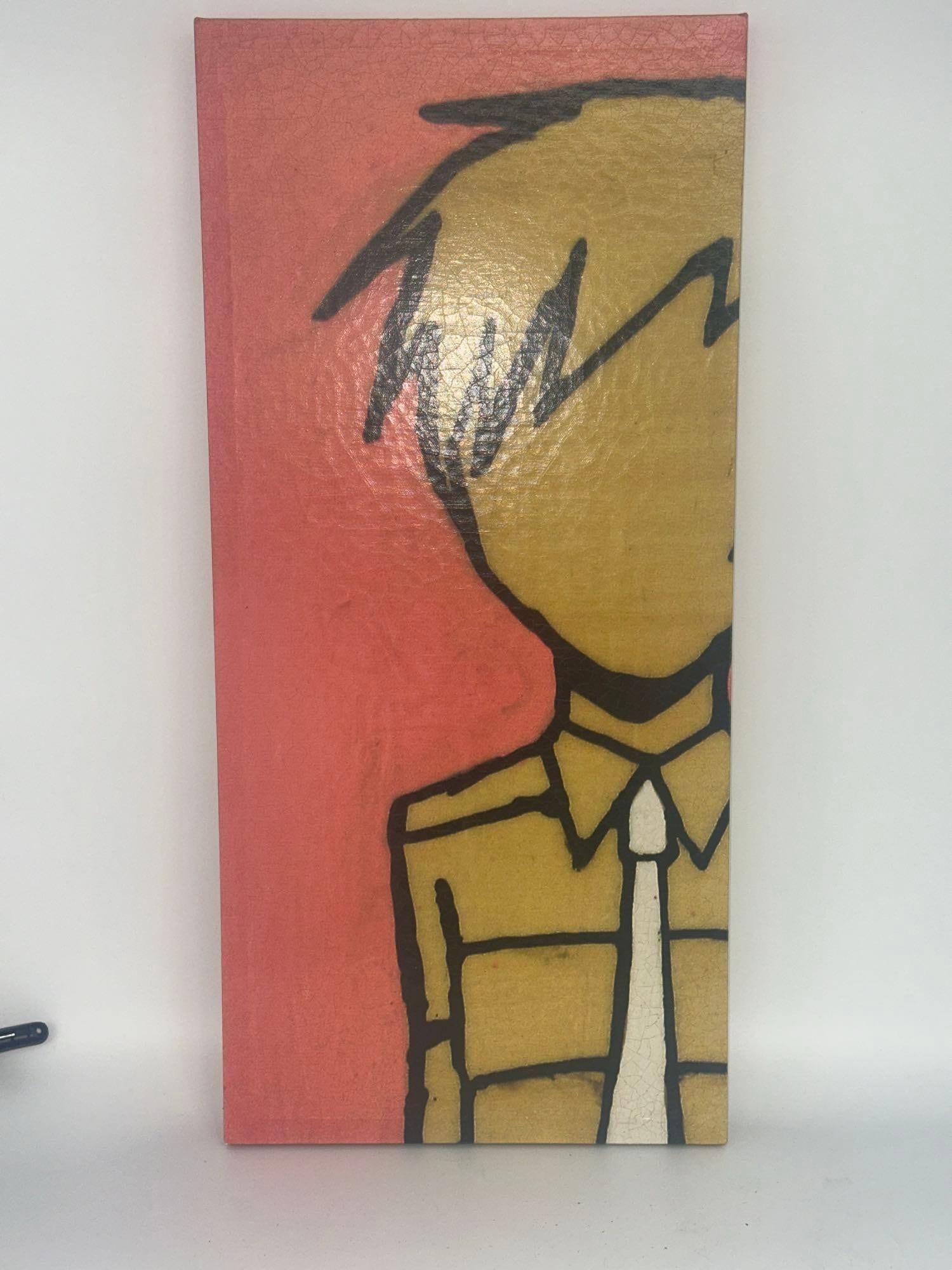 Mods by Aaron Kraten Limited Edition Art: Contemporary pop art piece titled Mods by Aaron Kraten, featuring a faceless figure with stylized lines and bold color blocking. Comes with certificate of authenticity from LeftBank Art