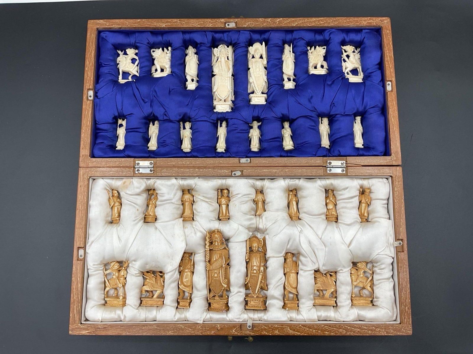 Hand-Carved Asian-Themed Chess Set in Wooden Case (1 of 7)
