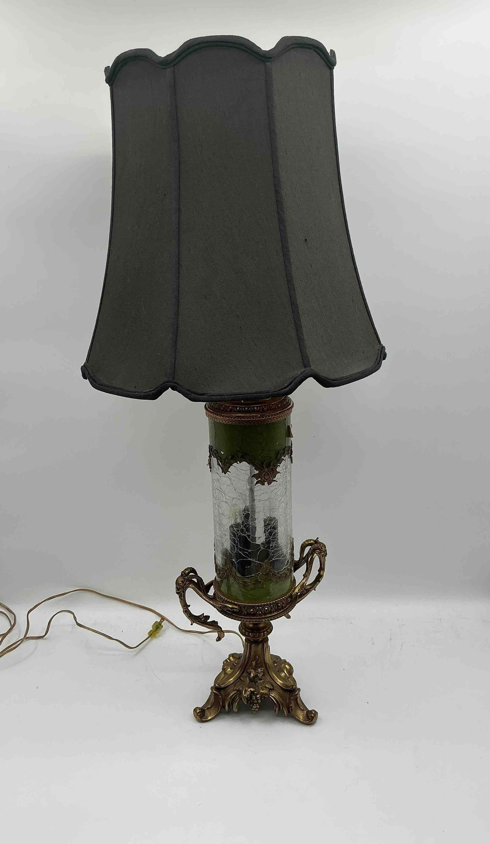 Antique 1920's Green Glass Table Lamp (1 of 16)