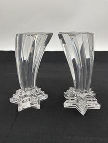 Pair of WMF Germany Lead Crystal Star of David Vases