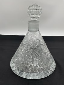 Cut Glass Cone-Shaped Decanter with Stopper
