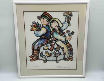 Jovan Obican Limited Edition Lithograph – Children with Birds