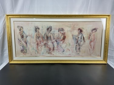 "Geisha Dancers" by Edna Hibel (American, 1917-2014) Lithograph