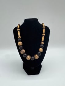 Vintage Tribal Style Wooden Bead Necklace