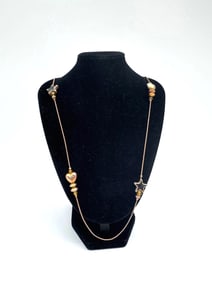 Long Necklace with Heart and Star Beads