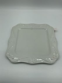 Euro Ceramica White Embossed Square Platter