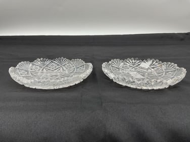 Pair of Starburst Pressed Glass Dessert Dishes