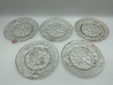 Set of Clear Glass Leaf Pattern Plates