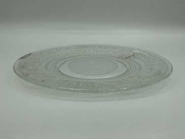 Vintage Pressed Glass Plate with Ornate Border