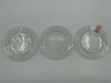 Set of Vintage Etched Clear Glass Plates