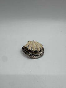 Vintage Sterling Silver & Shell Brooch