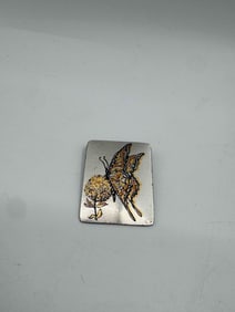 Vintage Enamel Butterfly & Flower Brooch